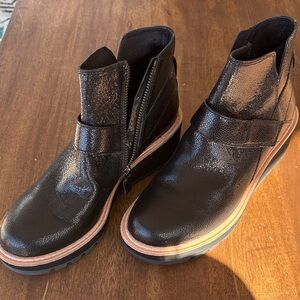 Eileen Fisher Textured Black Ankle Booties